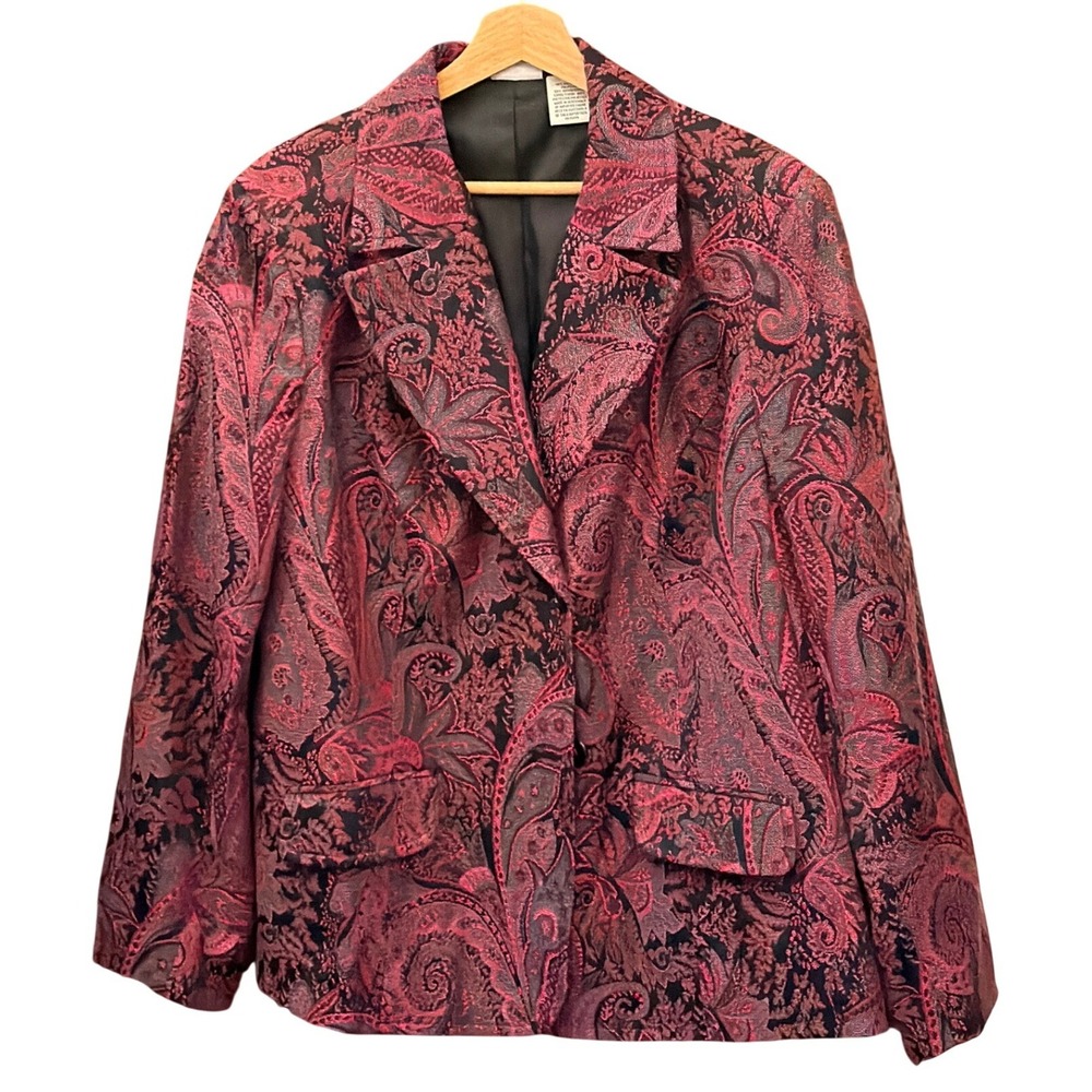 Vintage Covington Paisley Blazer Brocade Dark Academia Gothic Ornate Corporate